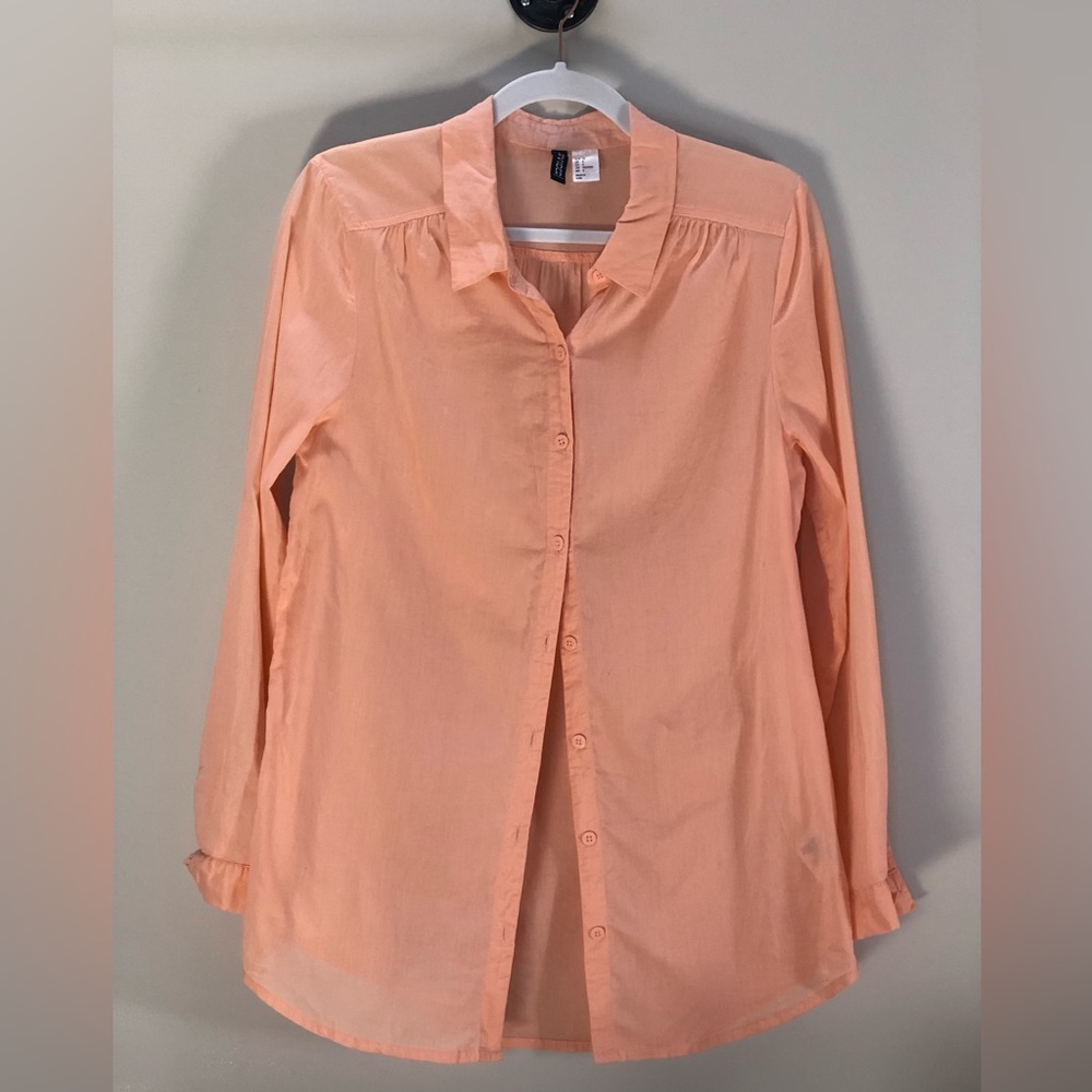 H&M divided Baby Peach long sleeve linen button down size Medium